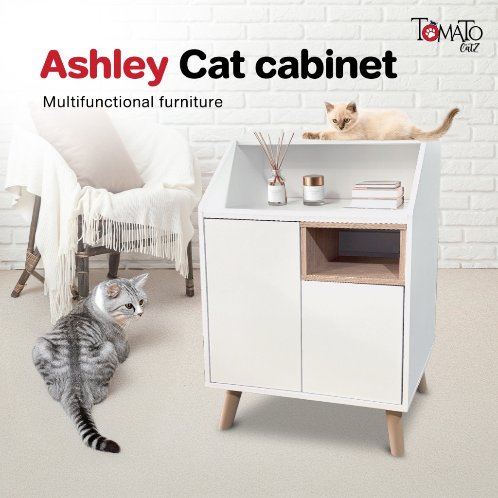 Tomato CatZ ตู้แมว Ashley Cat cabinet กว้าง62.5ซม | ตู้แมวอเนกประสงค์ ห้องน้ำแมว ที่ลับเล็บแมว