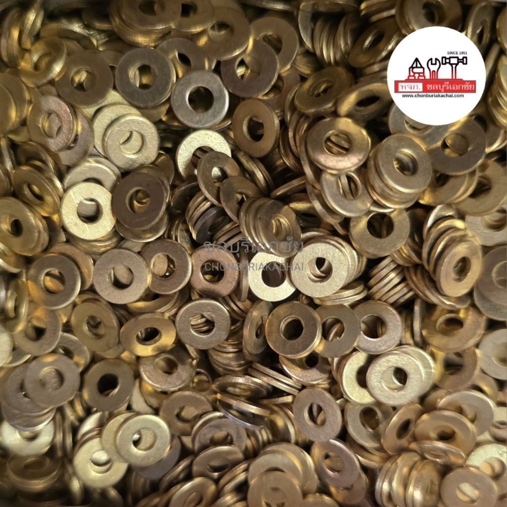 แหวนอีแปะทองเหลืองแท้ (washer plate) แหวนรองสกรูทองเหลือง ใช้คู่กับสกรูขนาดหุน 5/32" 3/16" 1/4" 5/16" 3/8" (แพคละ 5 ตัว)