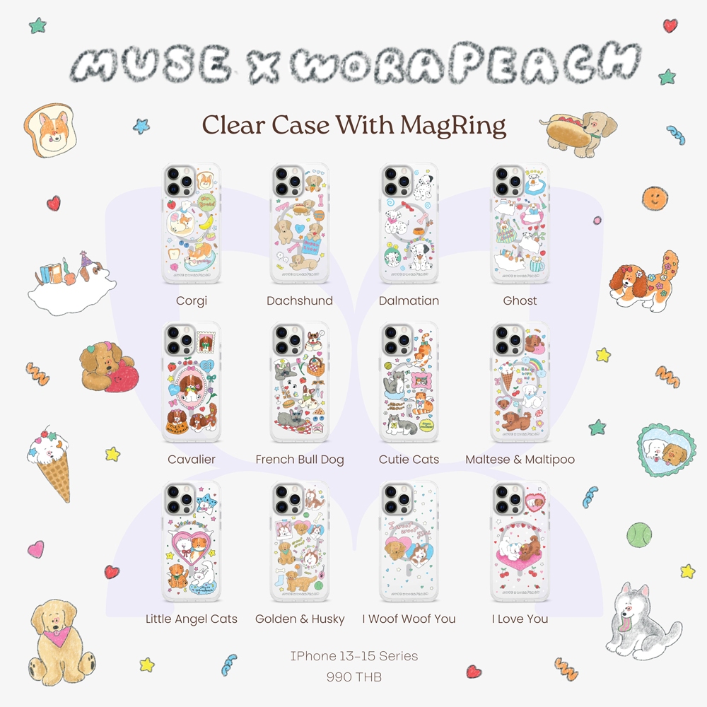 (13-15 Series) Clear Case With MagRing  MUSE x Worapeach
