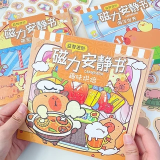หนังสือแม่เหล็ก magnetic quiet book Capybara DIY หนังสือสติกเกอร์แม่เหล็ก ของเล่นเพื่อการศึกษา
