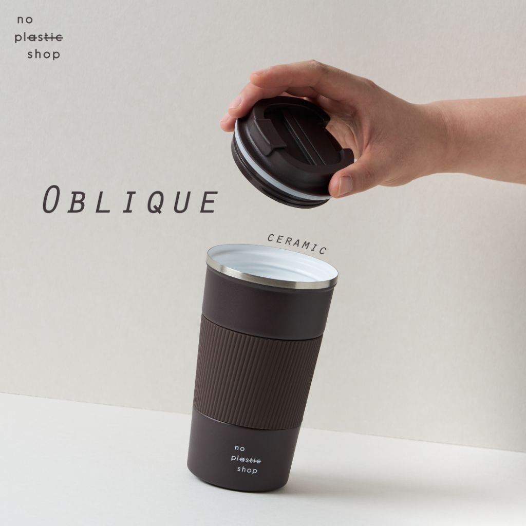 Oblique Coffee Mug แก้วลายเฉียงเซรามิก แก้วเก็บเย็น เก็บร้อน เก็บอุณหภูมิ รุ่นใหม่ล่าสุด สแตนเลส304 