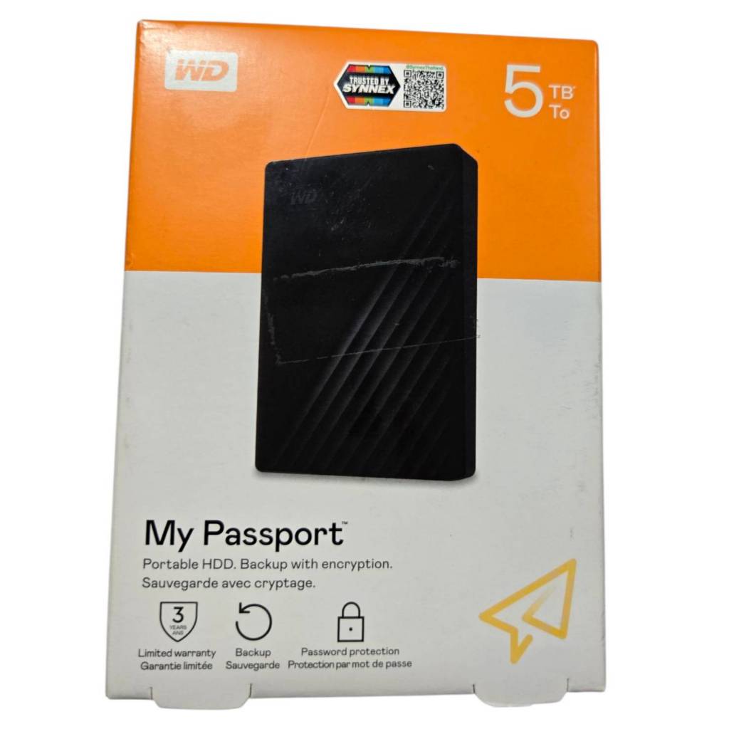 5 TB PORTABLE HDD (ฮาร์ดดิสก์พกพา) WD MY PASSPORT (Black ) WDBPKJ0050BBK ของใหม่ ประกันหมด