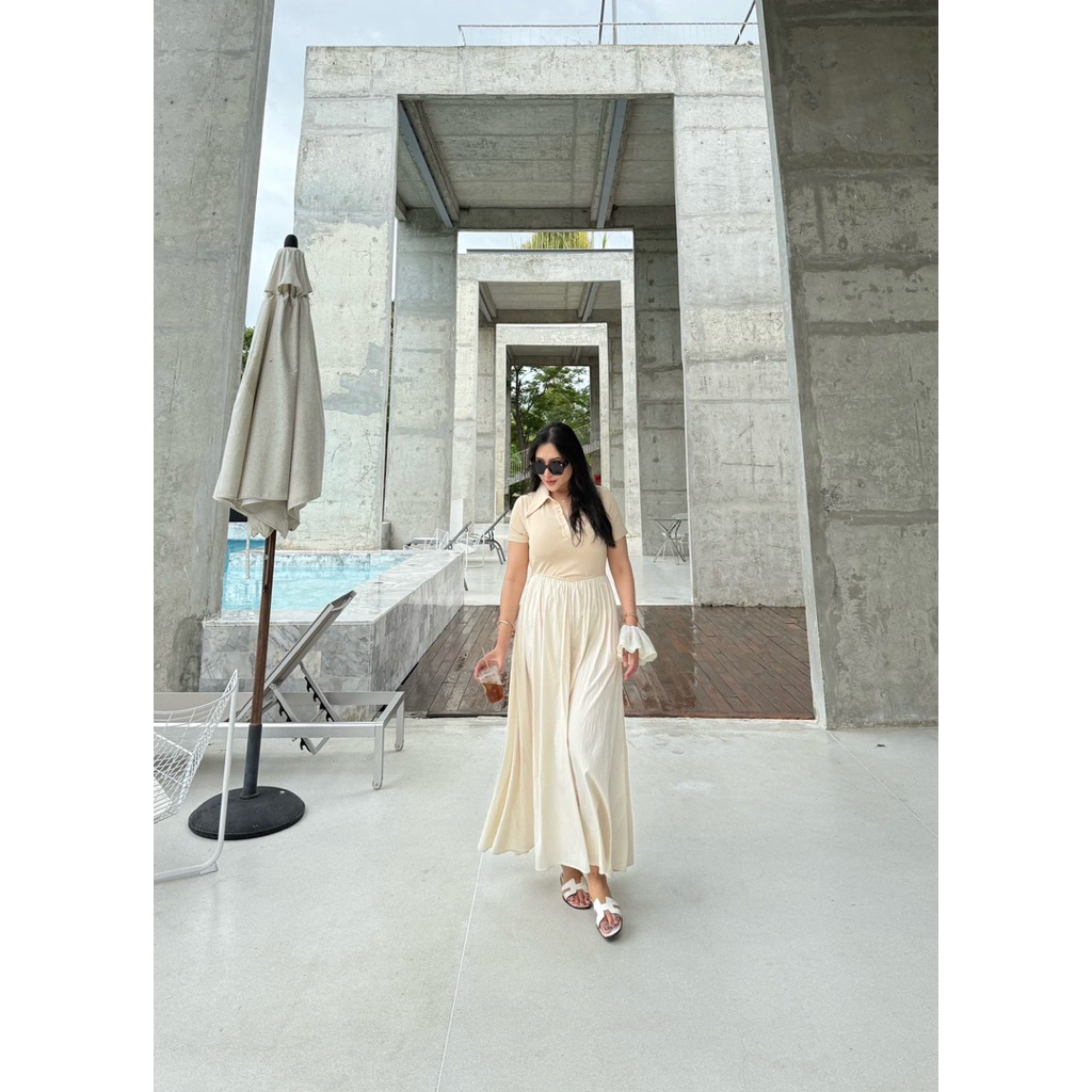 D79 Maxidress คอปกผ้าเทพ Muenfun