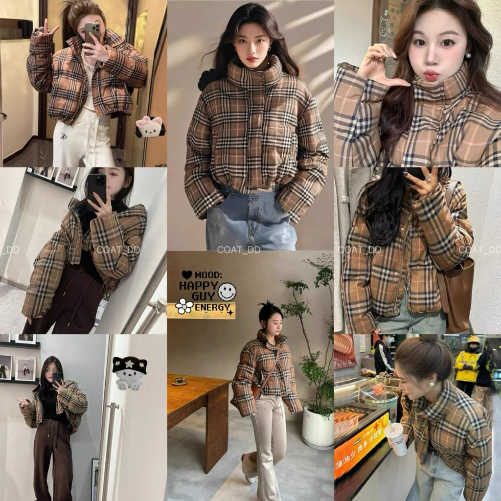 DD(no.119) Cioco plaid bomber jacket เสื้อแจ็คเก็ตลายสก็อตบุนวมแน่นๆ ติดลบเอาอยู่ไม่เกินจริง อากาศคูลๆหรือจะสู้คนคูลๆ