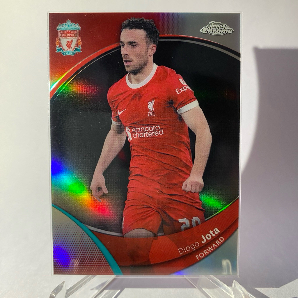 การ์ดนักฟุตบอลสำหรับสะสม DIOGO JOTA , LIVERPOOL, (refractor), TOPPS CHROME 2024