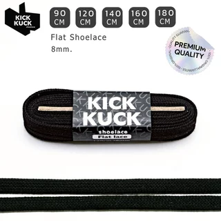 (หนา2ชั้น ไม่บาง พรีเมี่ยม) KICKKUCK (คิกคัก) เชือกรองเท้าสีดำ (black) (แบบแบน)FLAT ความยาว 90,120.140,160,180 cm.