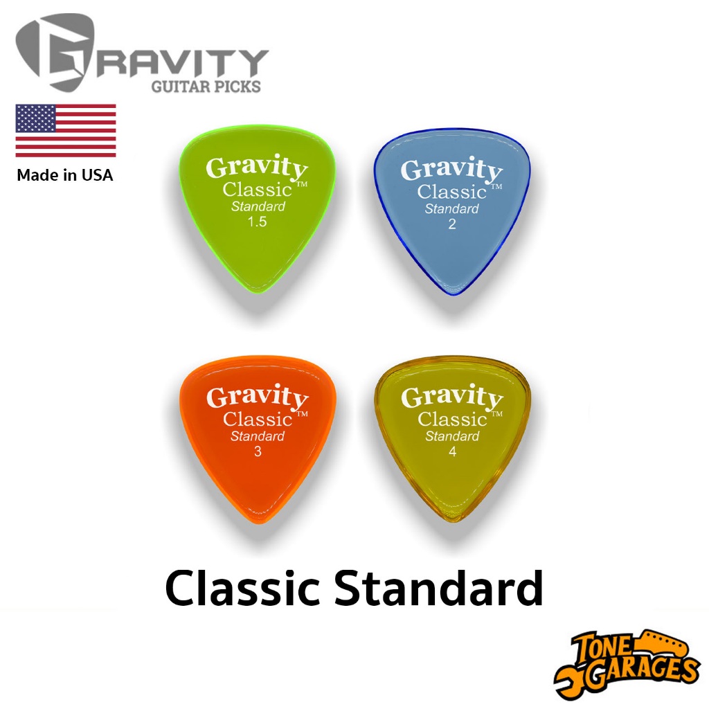 ปิ๊กกีต้าร์ Gravity Picks Classic Standard ปิ๊กอะคริลิคขัดขอบเรียบ ของแท้ (หลายขนาด)