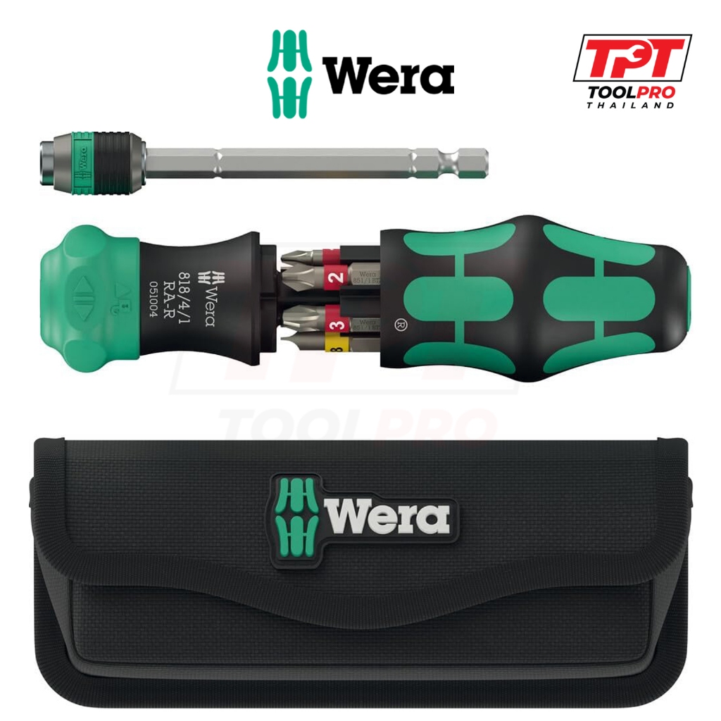 Wera ชุดไขควงก๊อกแก๊ก KK 25 RA-R Ratchet Screwdriver Set with Pouch (05051515001)