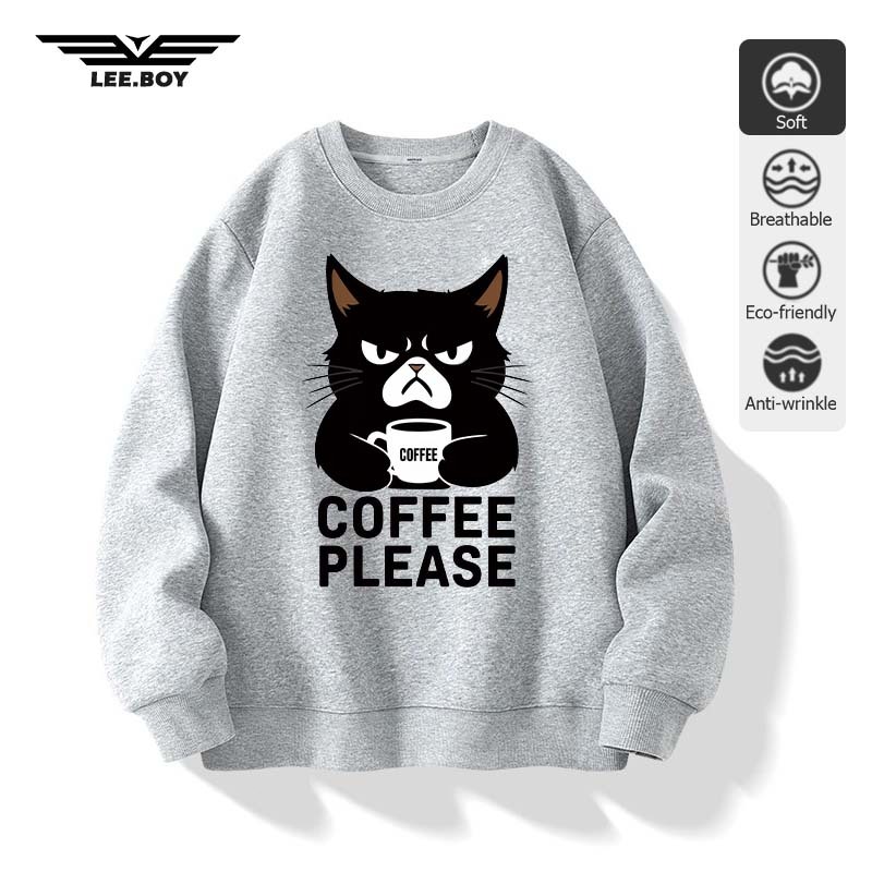 ทรงหลวมและเอนกประสงค์ ผู้ชาย แบบไม่มีหมวก ลายน่ารักการ์ตูน  เสื้อสเวตเตอร์ บุขนกันหนาว ผ้าหนาทรงสวย พร้อมส่งจากกทม