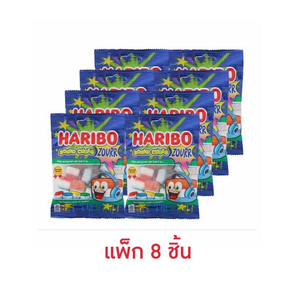 ฮาริโบ้ กัมมี่ซาวด์คิวบ์กลิ่นผลไม้ 45 กรัม (แพ็ก 8 ชิ้น)