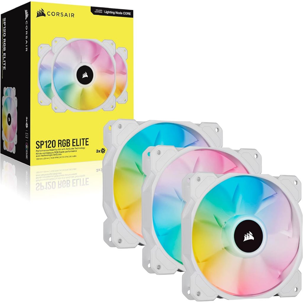 โปรลด50% CORSAIR iCUE SP120 RGB Elite Performance 120mm White PWM Single Fan - WHITE สีขาว