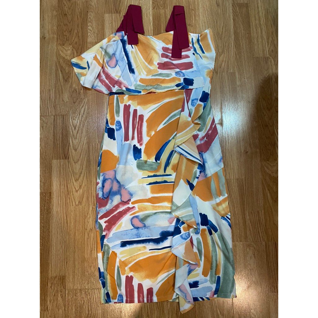 ชุดเดรสกล้ามสีสันสดใสสำหรับคุณแม่ให้นม งานป้าย Tiny tale size L อก 34 เอว 29 สะโพก 38 ความยาว 45