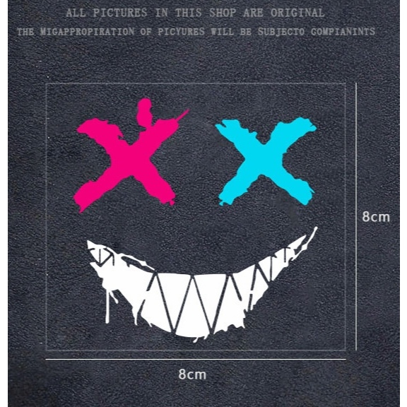 สติ๊กเกอร์ XX Devil Smile ฟันขาว ตาไขว้ สำหรับรถยนต์ มอเตอร์ไซค์ หมวกกันน็อค พร้อมส่ง - รูปที่ 3