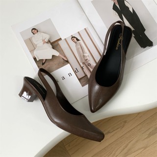 Bigbear รองเท้า ส้นเตี้ย ปากตื้น ส้นหนา หัวเหลี่ยม ขนาดใหญ่ …