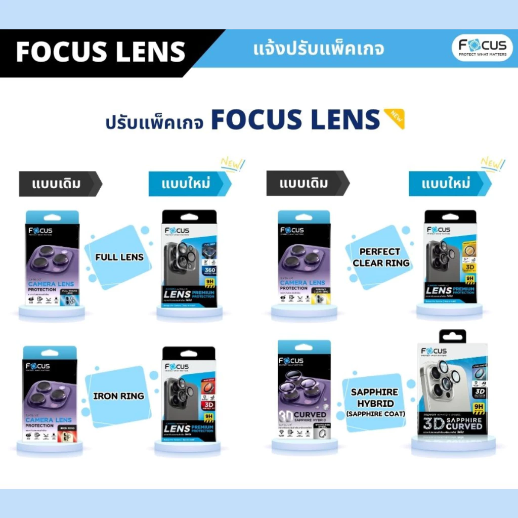Focus กระจกกันรอยกล้อง Full Lens สำหรับ iPhone 17 Pro Max 17 Pro 17Air 17 16PM 16Pro 16 15PM ครอบกล้องและฐาน thumbnail 6