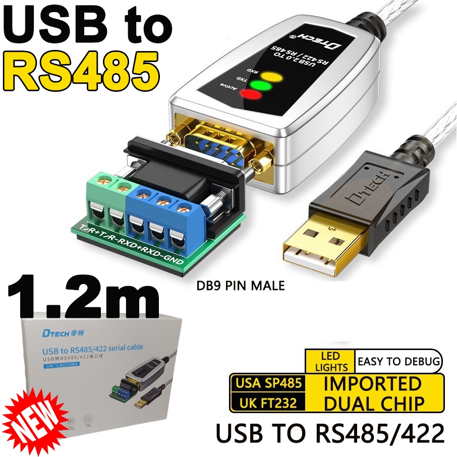 สายแปลง USB 2.0 to RS485 RS422 Serial Converter Adapter Cable 1.2m FTDI Chip Windows Mac OS Linux
