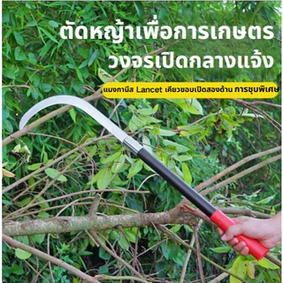 เคียวด้ามยาว 60ซม. เคียวแมงกานีสแท้ มีดหวด มีดขอ มีดตัดกล้วย มีดดายหญ้า ลับคมกริบ น้ำหนักเบา ราคาถูก จัดส่งด่วน