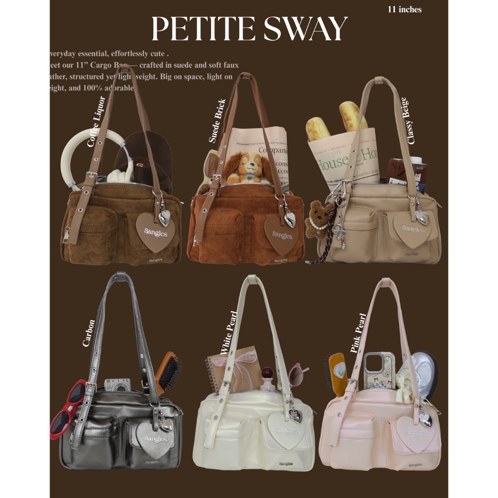 8anglesshop -🎧 กระเป๋าPetite Sway size 11 นิ้ว ทรง cargo ช่องเยอะ มีสาย2แบบ🎧🤎 D088