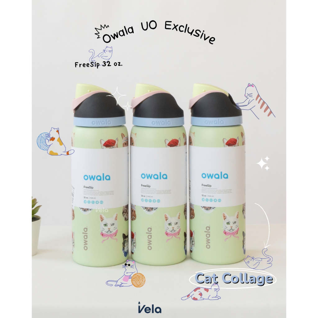 💧Owala💧 UO Exclusive Freesip 32oz (Cat Collage)