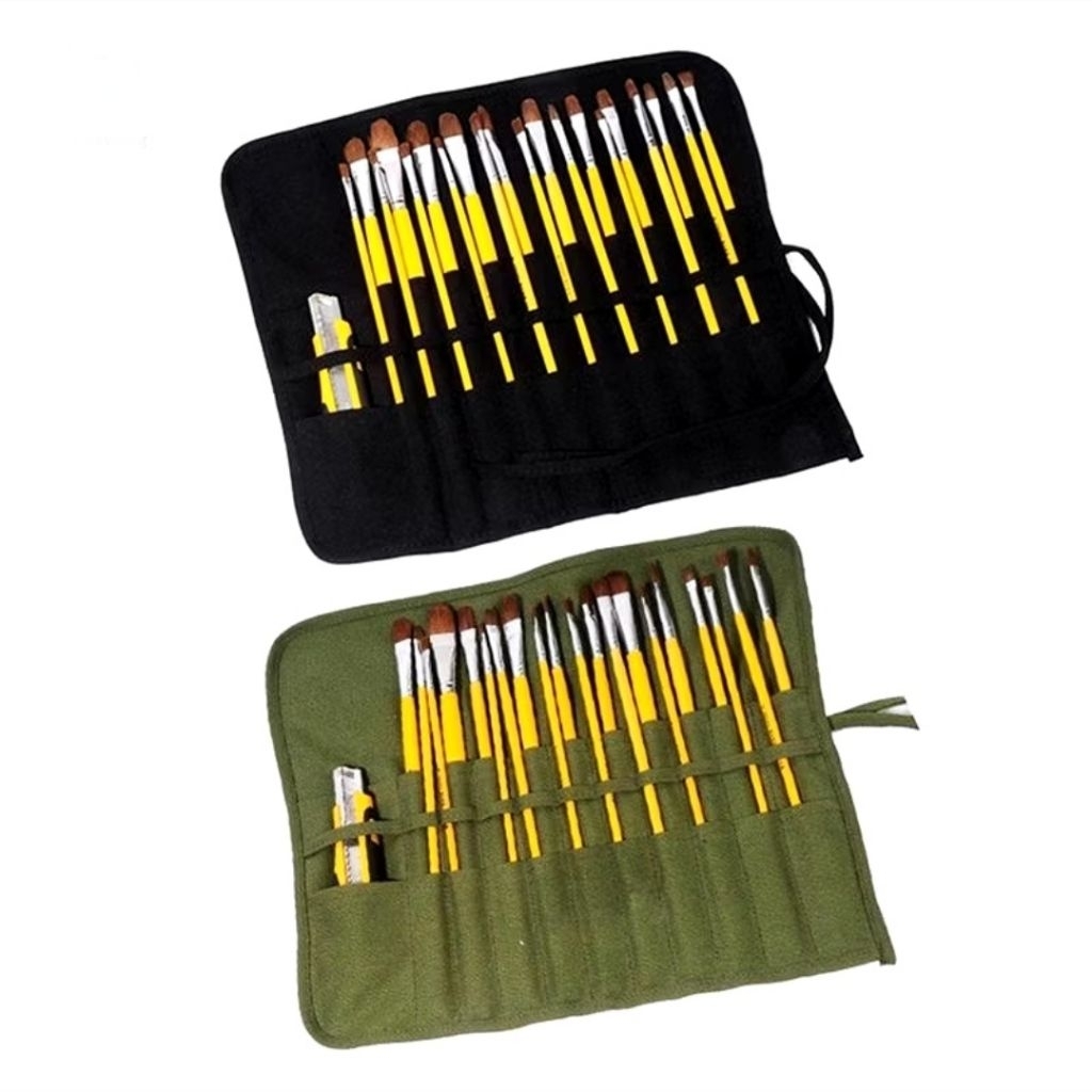 กระเป๋าใส่พู่กัน Brushes Bag ผ้าแคนวาส รองรับถึงพู่กันแบบยาว 32 ซม.