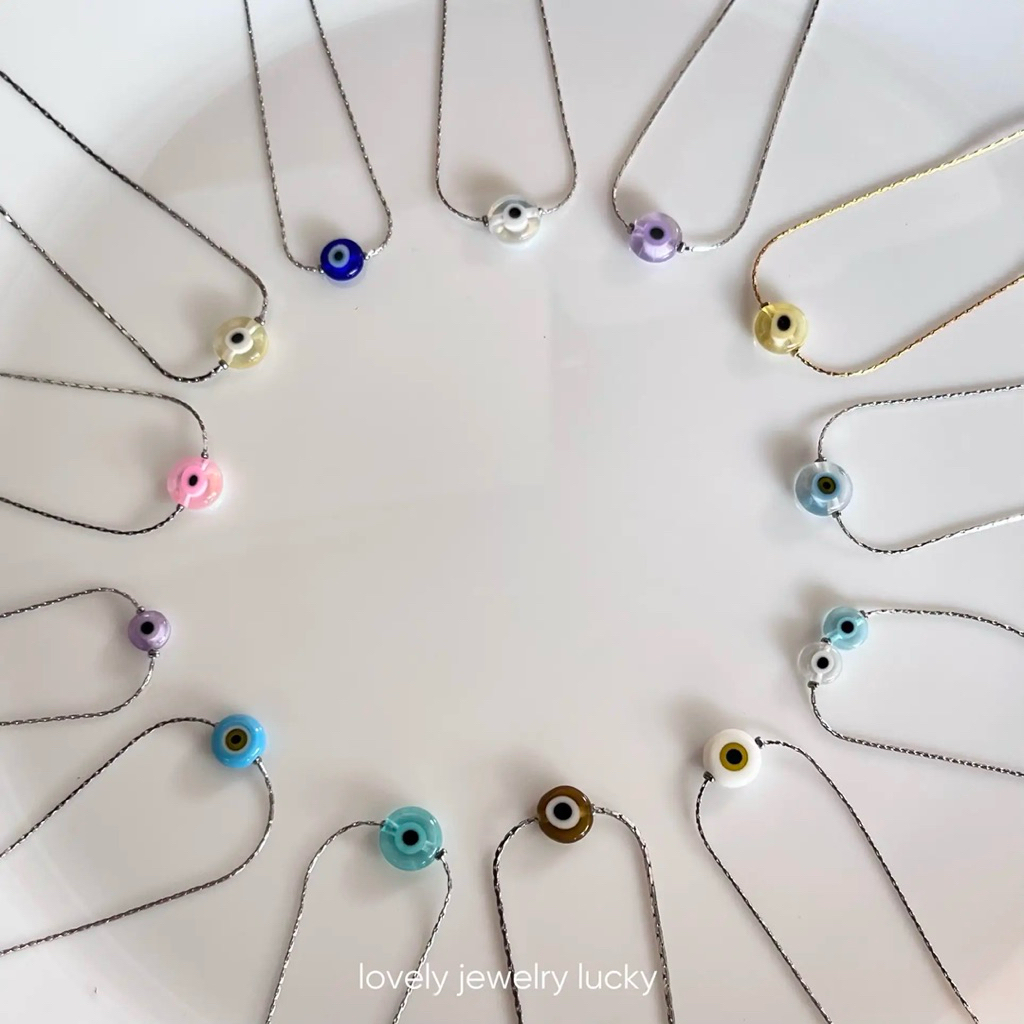 สร้อยคอ Evil Eye สีพาสเทล 🧿🎨 สายสแตนเลส ไม่ลอก ไม่ดำ ใส่ได้ทุกวัน | By lovely__jewelry_lucky_