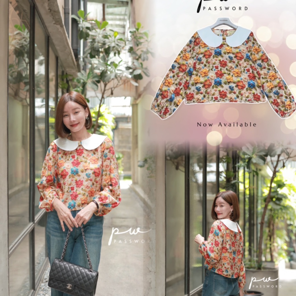 PASSWORD  🔖 6238 เสื้อคอบัวทรงสวย เนื้อผ้านุ่มเย็นสบาย