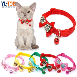 ปลอกคอสัตว์เลี้ยง (สุนัข/แมว) - ปรับได้ พร้อมโบว์น่ารัก/จี้กระดิ่ง เนคไทแฟชั่น หัวเข็มขัดนิรภัย CW11