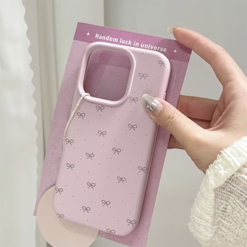 เคสไอโฟน 15 16 สำหรับ IPhone 7 15 8 14 Plus XR 15 11 16 13 12 14 Pro Max XS X Max เคสหนังลาย Bowknot น่ารักแสนหวาน