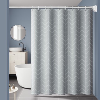 ม่านห้องน้ำ ผ้าม่านห้องน้ำกันน้ำ ไม่ต้องเจาะ กันน้ำ กันเชื้อ…