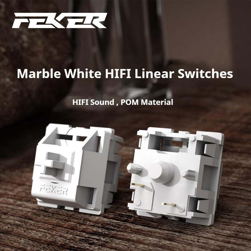 FEKER White Marble Switch สวิตช์ Linear 5Pin สปริงชั้นเดียว เสียง HIFI สำหรับคีย์บอร์ด Mechanical