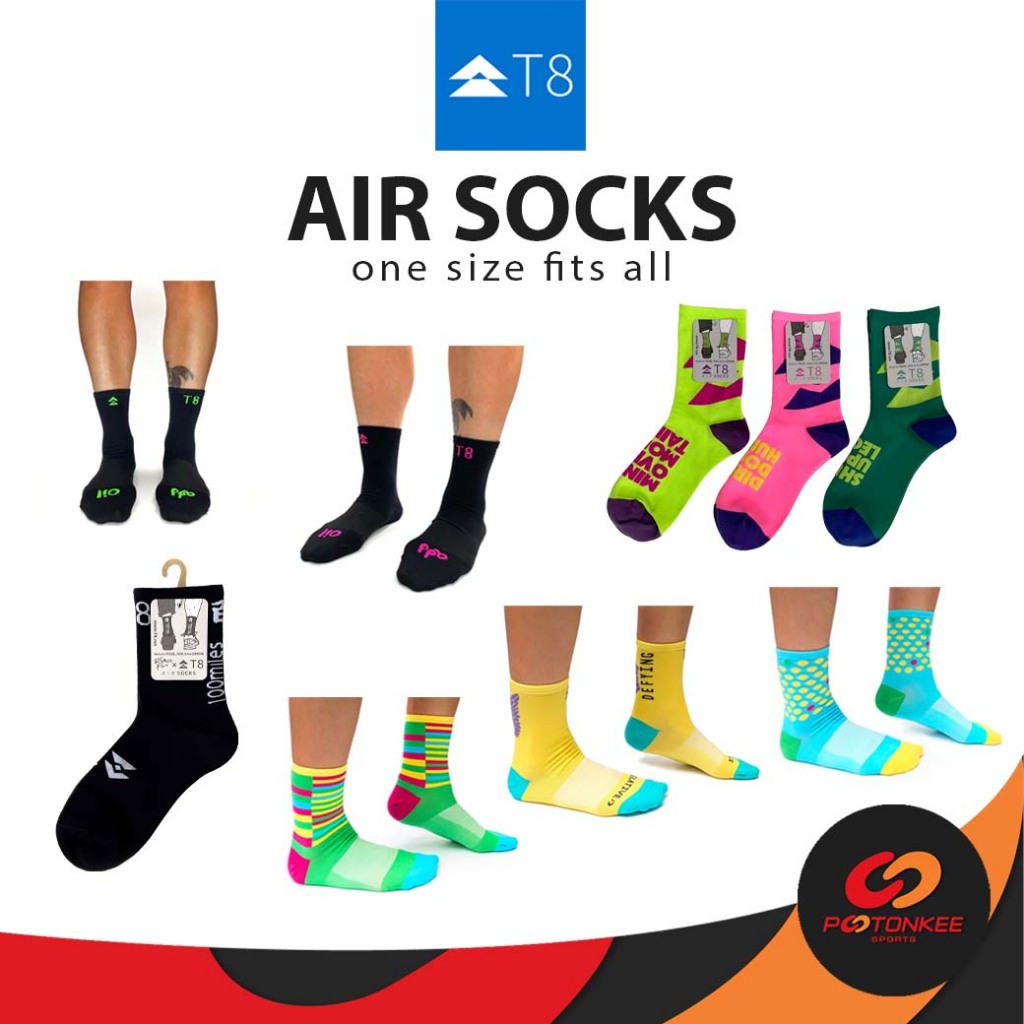 T8 AIR SOCKS ถุงเท้าวิ่ง บาง เบา แห้งไว (US Men 4-11, US Women 5.5-13, EUR 35.5-45)