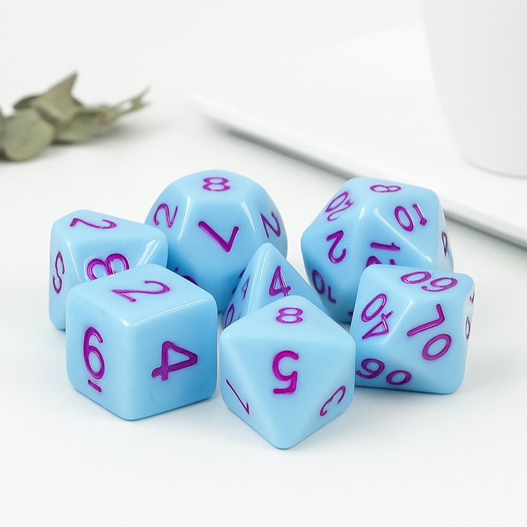 💧 Sky Charm 💧 Dice Set of 7 | ลูกเต๋า Dice For DnD D&D MTG RPG TRPG เกมกระดาน บอร์ดเกม Game ไพ่ทาโรต