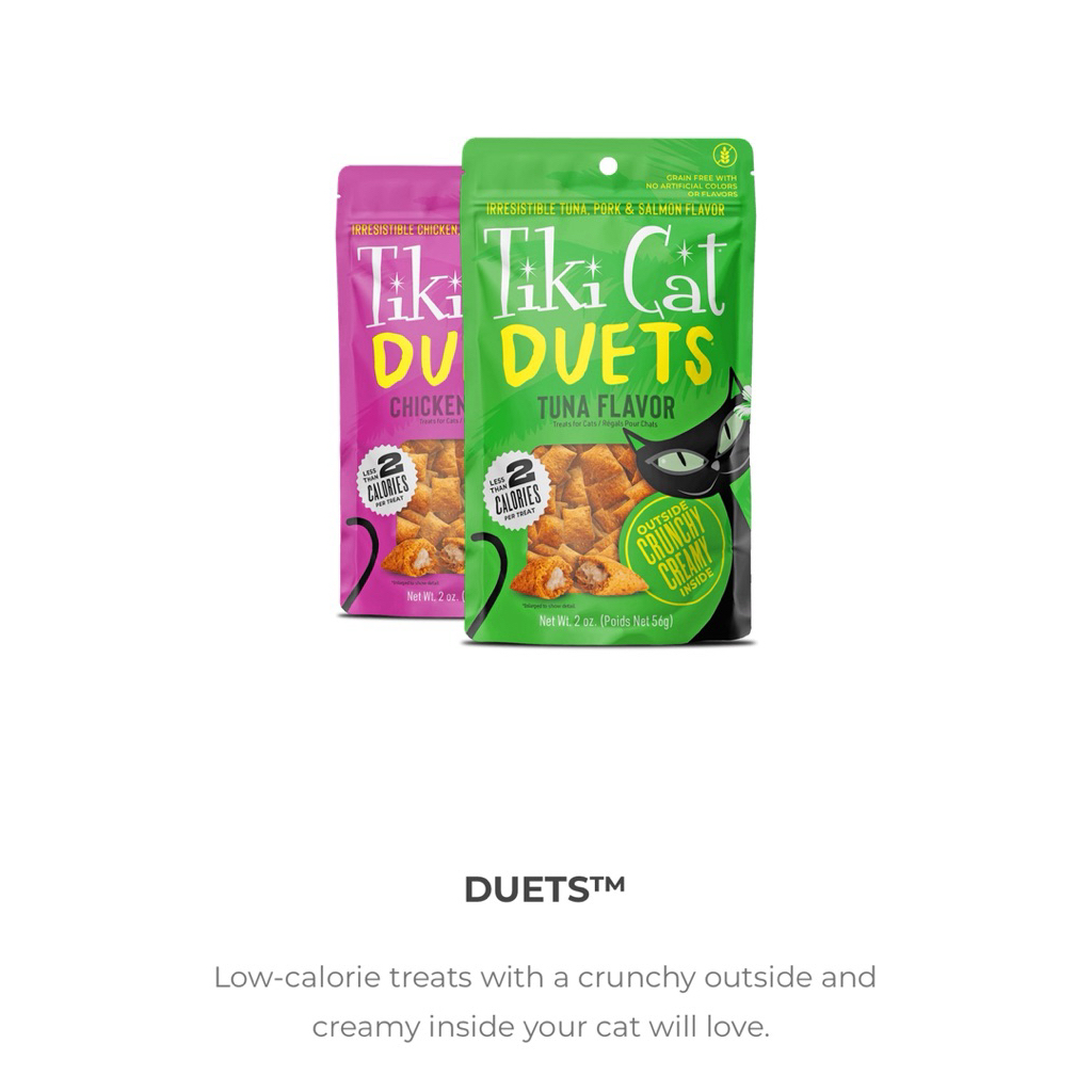 พร้อมส่ง (2 รสชาติ 56 G) ขนมแมวขัดฟันสำหรับทุกวัย สอดไส้ครีม Tiki Cat Duets Cat Treats, Chicken Tuna