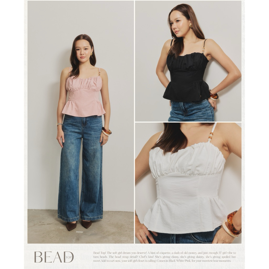 Swana.ss - bead top  XS-L 〰️🦩🐾  เสื้อสายเดี่ยว  จีบหน้า