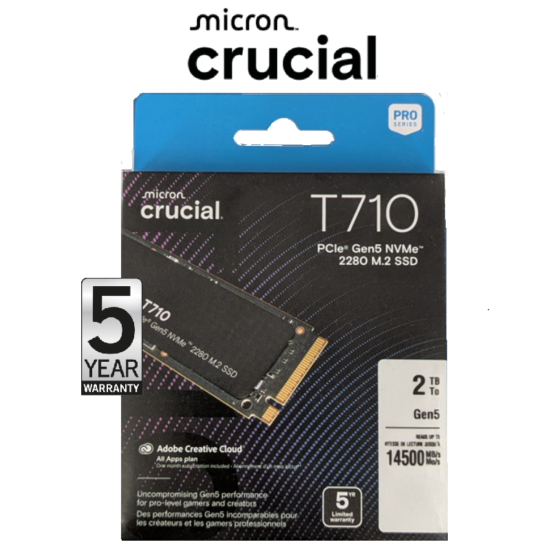 Crucial 2TB T710 PCIe Gen 5 NVMe M.2 SSD