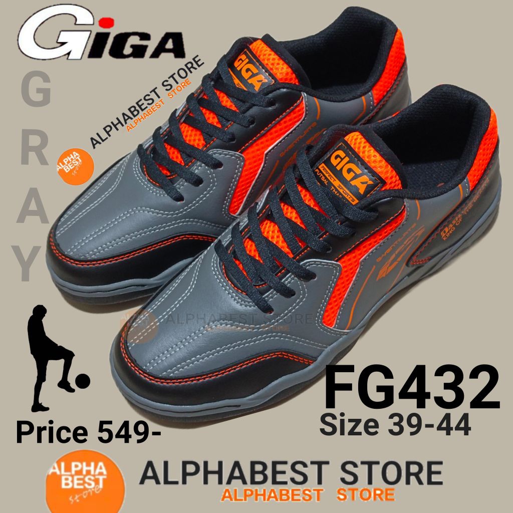 รองเท้าฟุตซอล GIGA FUTSAL FG432 GREY รองเท้ากีก้ารองเท้าฟุตซอลสีสวย รองเท้าใหม่ รองเท้าสีเทา รองเท้า