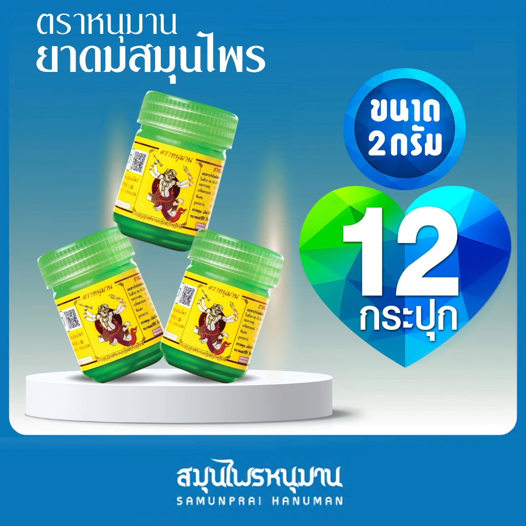 (แพ็ค 12 กระปุกจิ๋ว) ยาดมสมุนไพร ตราหนุมาน ขนาด 2 กรัม