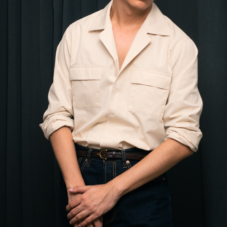 S5-CREAM เสื้อเชิ้ต Cuban collar shirt สี "CREAM"