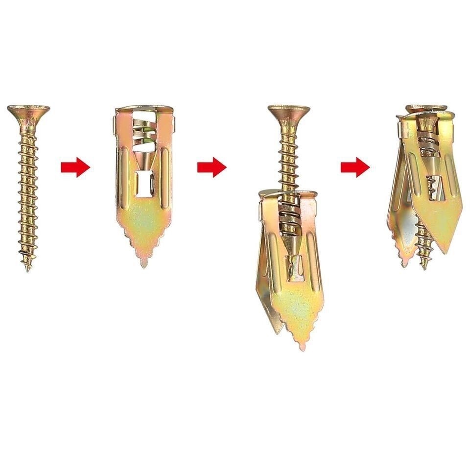 50ตัว พุกยิบซั่มสกรู สกรูงานไม้ สกรูปลายสว่าน พุกผีเสื้อเหล็ก (พุกยิบซั่ม+สกรู) พุกเหล็ก - รูปที่ 4