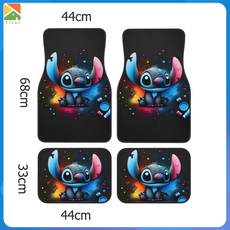 4pcs พรมปูพื้นรถยนต์ลายการ์ตูน พรมรถยนต์  ที่วางเท้าในรถยนต์ สำหรับรถเก๋งรถกระบะ เสื่อวางเท้า