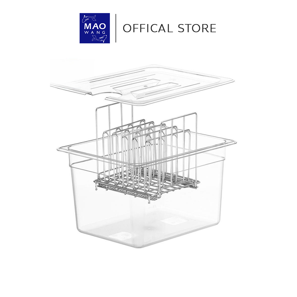 อ่างซูวี พร้อมฝาปิด 11 ลิตร ถังซูวี ตะแกรงสแตนเลส Container and Rack 11L