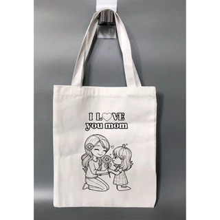 ถุงผ้าระบายสี ลายวันแม่ ลายวันพ่อ สินค้าพร้อมส่ง