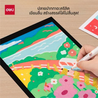 ปากกามาร์คเกอร์พร้อมสแตมป์ลุกกลิ้ง Deli รุ่น HM320A โทนสีน่ารักสดใส (6สี/1ชุด) (จำหน่าย 1 ชุด)