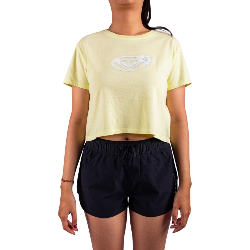 ROXY เสื้อครอปผู้หญิง Womens People Speak Crop T-Shirt-Green 252 URJZT03927-GBS0