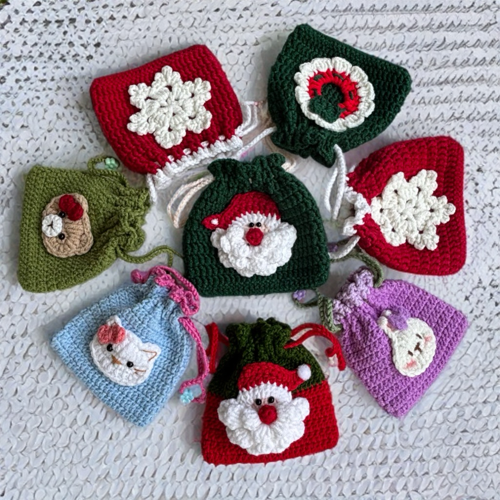Handmade Crochet Christmas Gift Bags🎄🎁