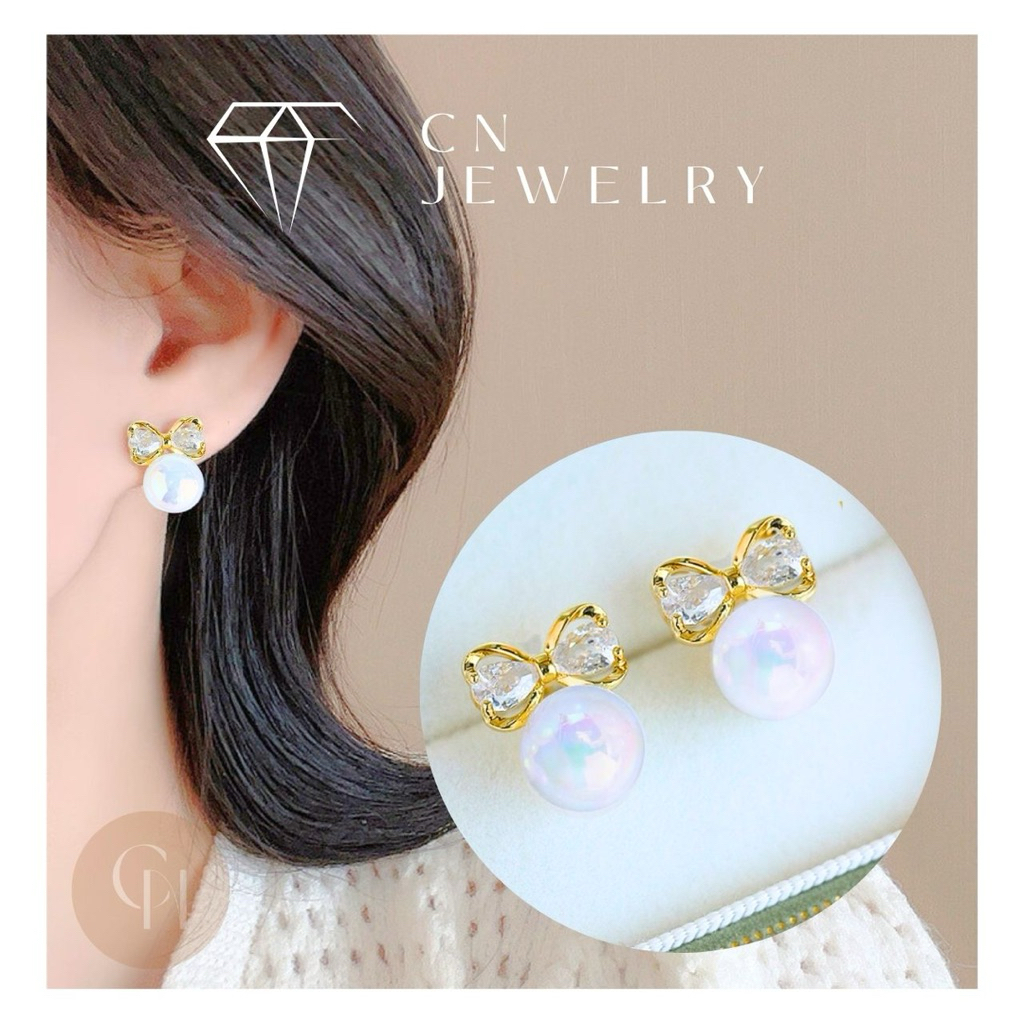 [ ลดเพิ่ม 30% เก็บโค้ดหน้าร้าน] 1คู่ ต่างหู (วัสดุอย่างดี ไม่ลอกดำ แพ้ง่ายใส่ได้) CN Jewelry