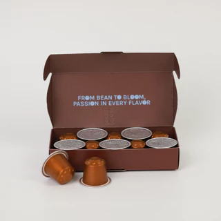 กาแฟแคปซูล Bloom Bean -Choco Bloom ถัวยอลูมิเนียม ใช้กับเครื่องชงทุกยี่ห้อที่ใช้แคปซูลขนาดเล็ก Nespresso