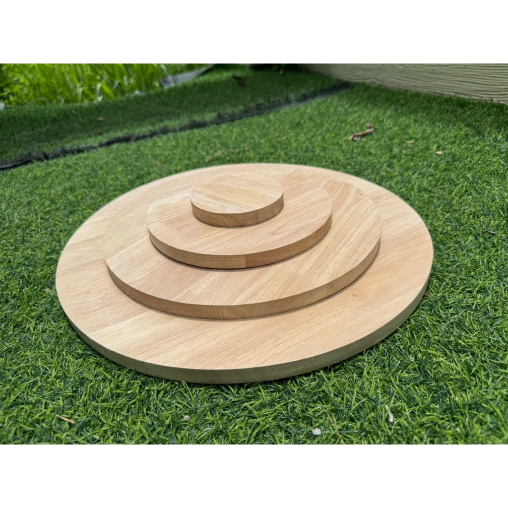 ไม้แผ่นกลม หนา15มิล เกรดAAไม่มีตาไม้ ขนาดกว้าง30-40cm ทำจากไม้แท้ยางพาราประสาน ตัดด้วยเครื่องcncเท่ากันทุกแผ่น - รูปที่ 2