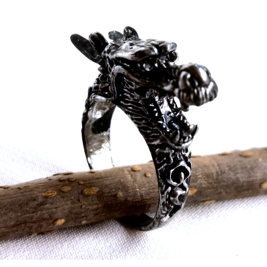 แหวนมังกร แหวนเงินดำ แหวนผู้ชาย dragon silver rings for men
