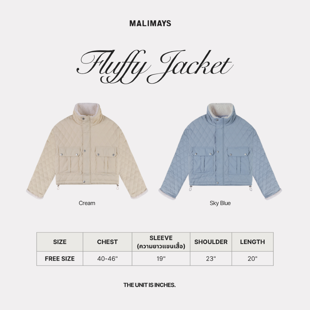 MALIMAYS - Fluffy Jacket แจ็คเก็ตกันหนาว ทอลายตาราง รูปที่ 5